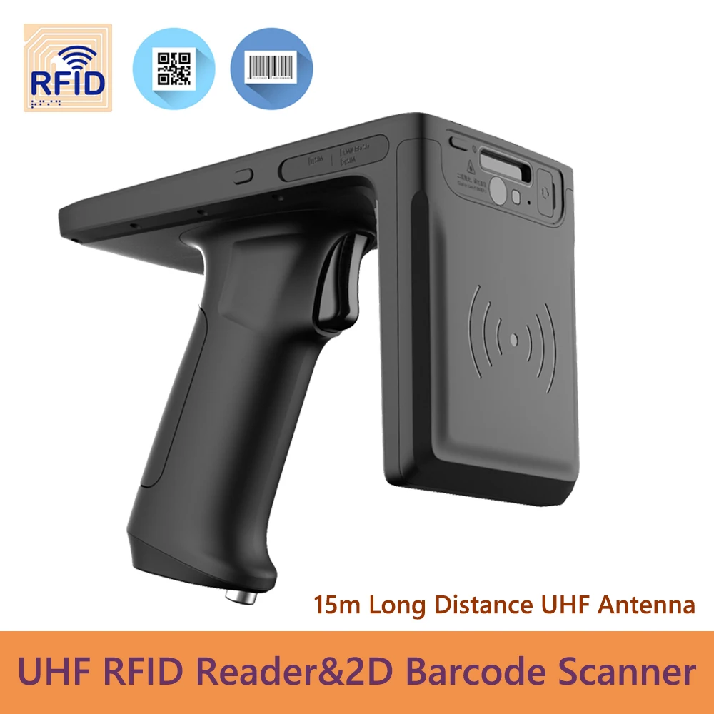 5.2 ''Utouch Android 9.0 Uhf Rfid Lezer 902-929Mhz Handheld Pda Antenne Dataterminals Met 1d/2d Barcodescanner Nfc Pistool