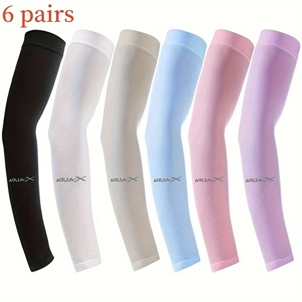 6 Pairs UV Protection Cooling Arm Sleeves For Outdoor Activities - Breathable & Comfortable Long Arm Cover For Men And Women 3