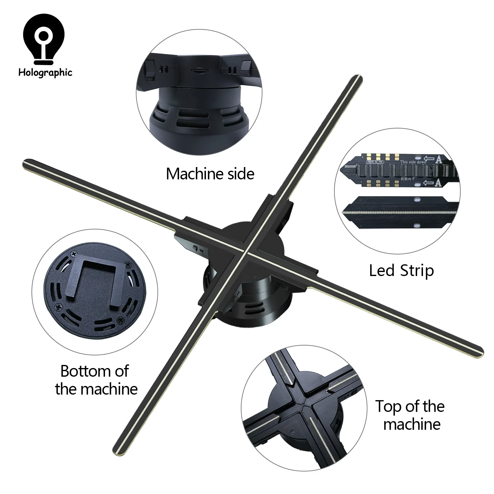 3D LED看板 3DホログラムLEDファン 裸眼3Dホログラム 65cm 65cm 3D