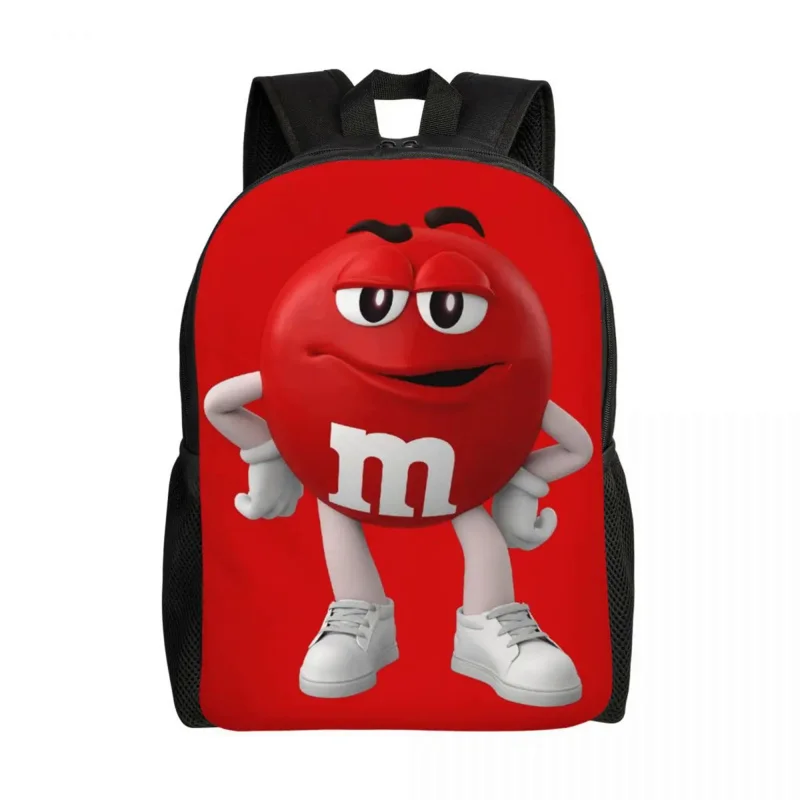 

M&M's Chocolate Candy Character Face Travel Backpack Women Men School Laptop Bookbag Funny College Student Daypack Bags