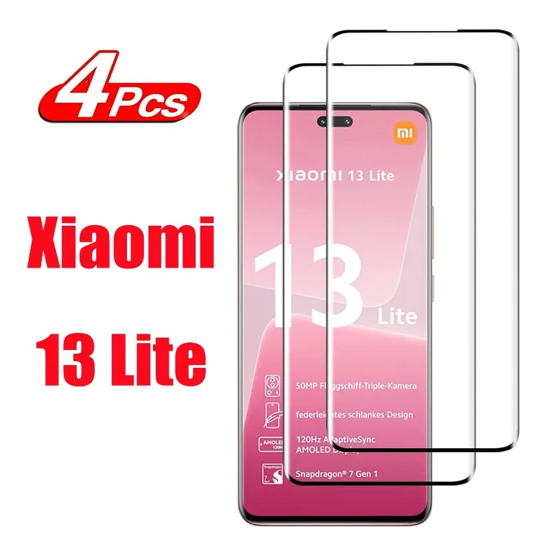 Protecteur d'écran 3D incurvé pour Xiaomi, verre Guatemala, 13 Lite, 4 pièces