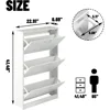 White Narrow Storage Cabinet Flip Down Shoe Rack Wood 3 Tier Shoe Organizer for Home and Apartment, Shoes Cabinets 3
