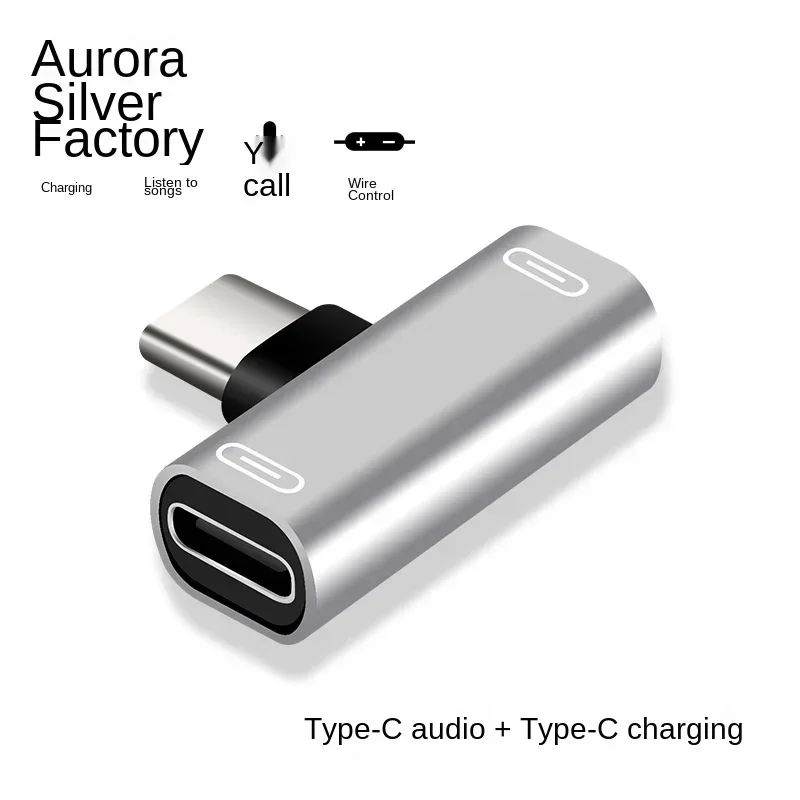 USB C타입 수-듀얼 C타입 암 헤드폰 충전기 어댑터 스플리터 컨버터, 2 in 1, 신제품