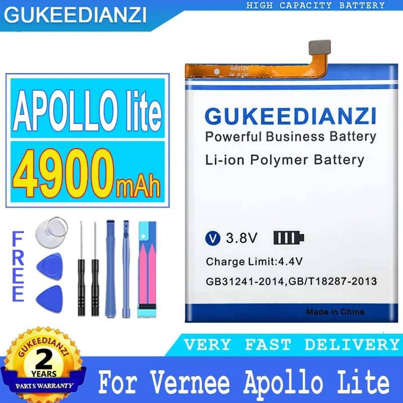 

GUKEEDIANZI Battery for Vernee Apollo Lite, Big Power Battery, 4900mAh, Apollo Lite, SD456074PE