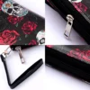Wallet Color Rose Skull Long Wallet, Retro Skull Print Women's Clutch, Zipper Position Randomly 3