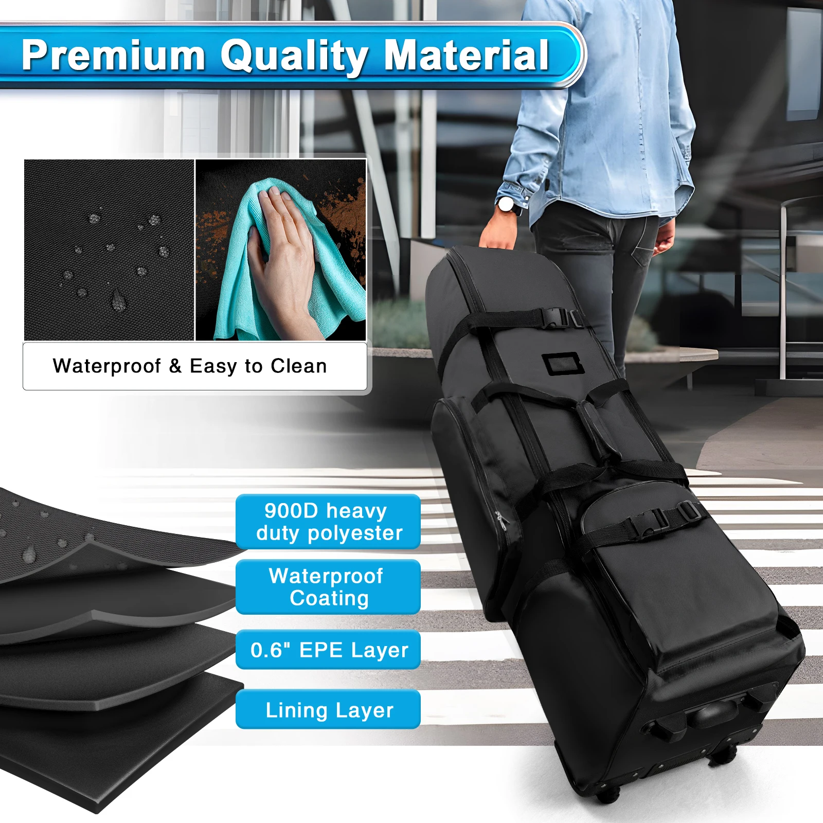 Heavy-Duty Wheeled Golf Travel Bag 6