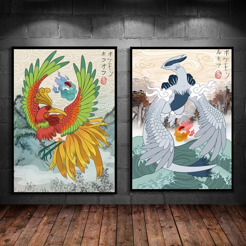 

Canvas Artwork Painting Pokemon Ho-Oh Decoration Paintings Living Room Hanging Friends Gifts Wall Stickers Decorative