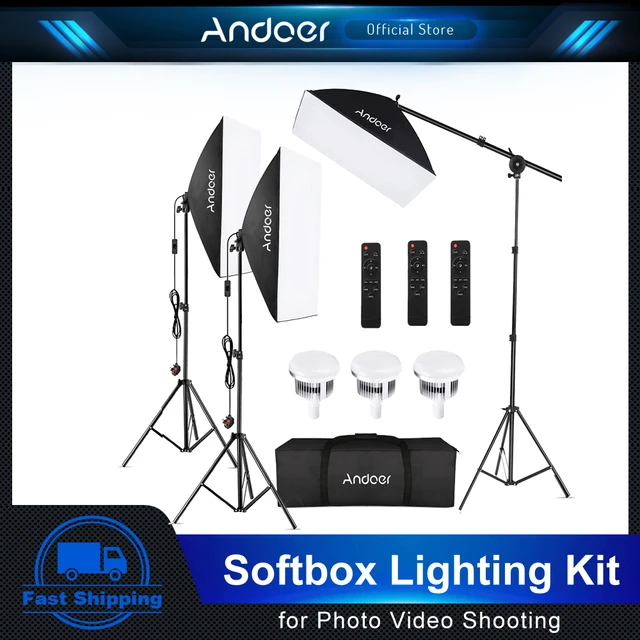 Kit d'éclairage pour Studio Photo, boîte à lumière avec ampoule LED de  135W, boîte à lumière 50x70cm pour enregistrement vidéo et Photo de  Portrait - AliExpress