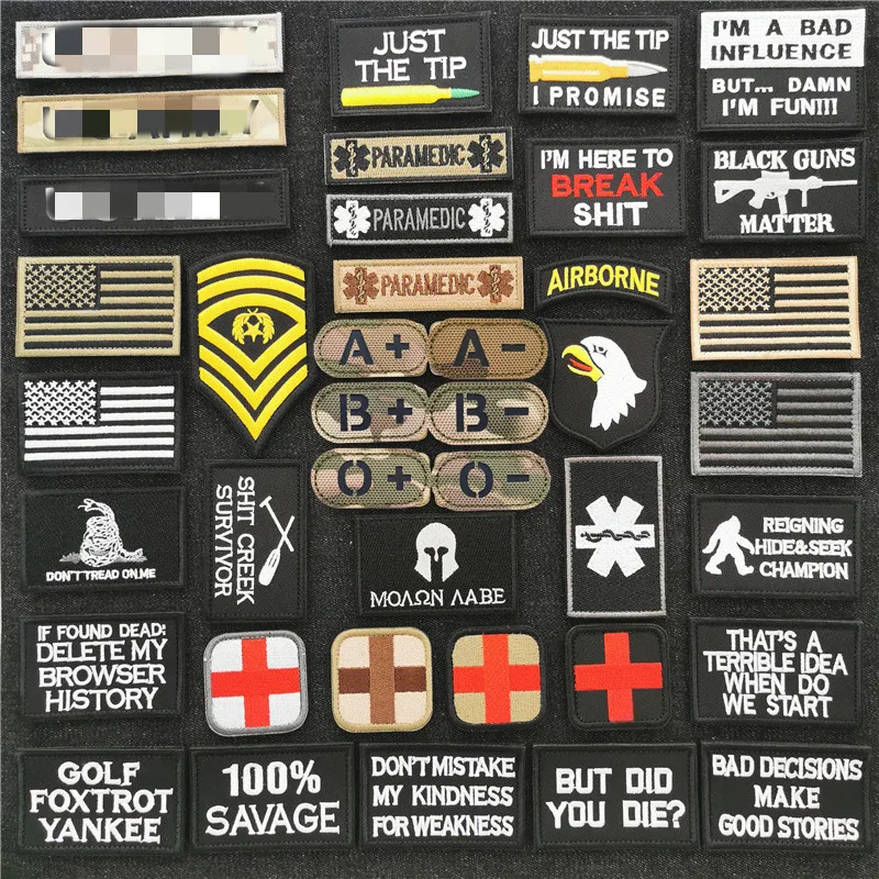 Stick patches für Kleidung taktische Patches Aufkleber auf Kleider abzeichen Schwarz-Weiß-Textst reifen Hakens ch laufe