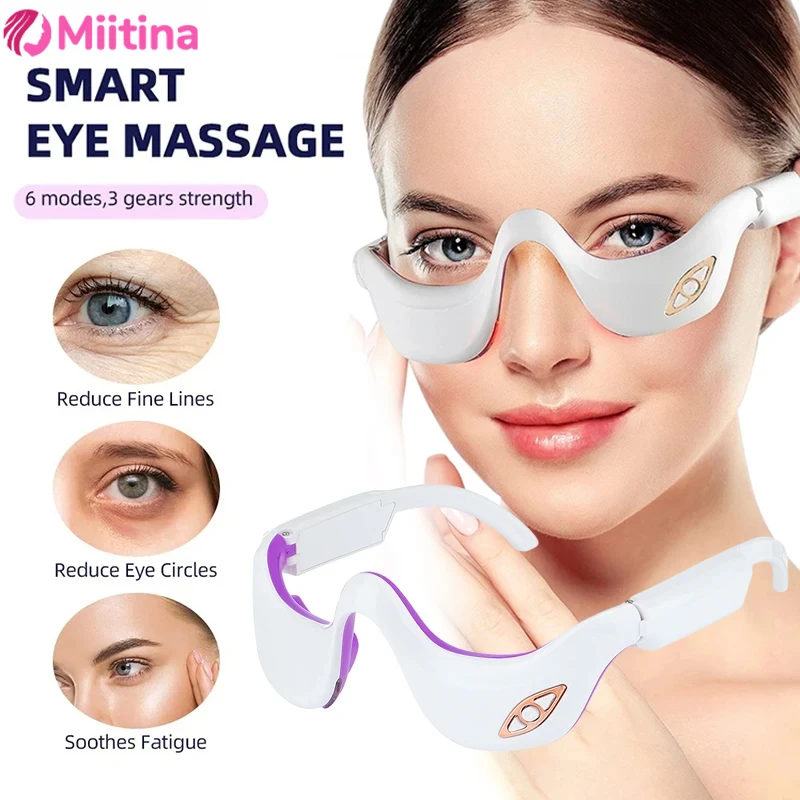 Miitina LED Microcurrent Pulse Eye Massager Relieves Eye Fatigue Fades Dark Circles Wrinkles Heat Treatment Eye Beauty Device eye massager