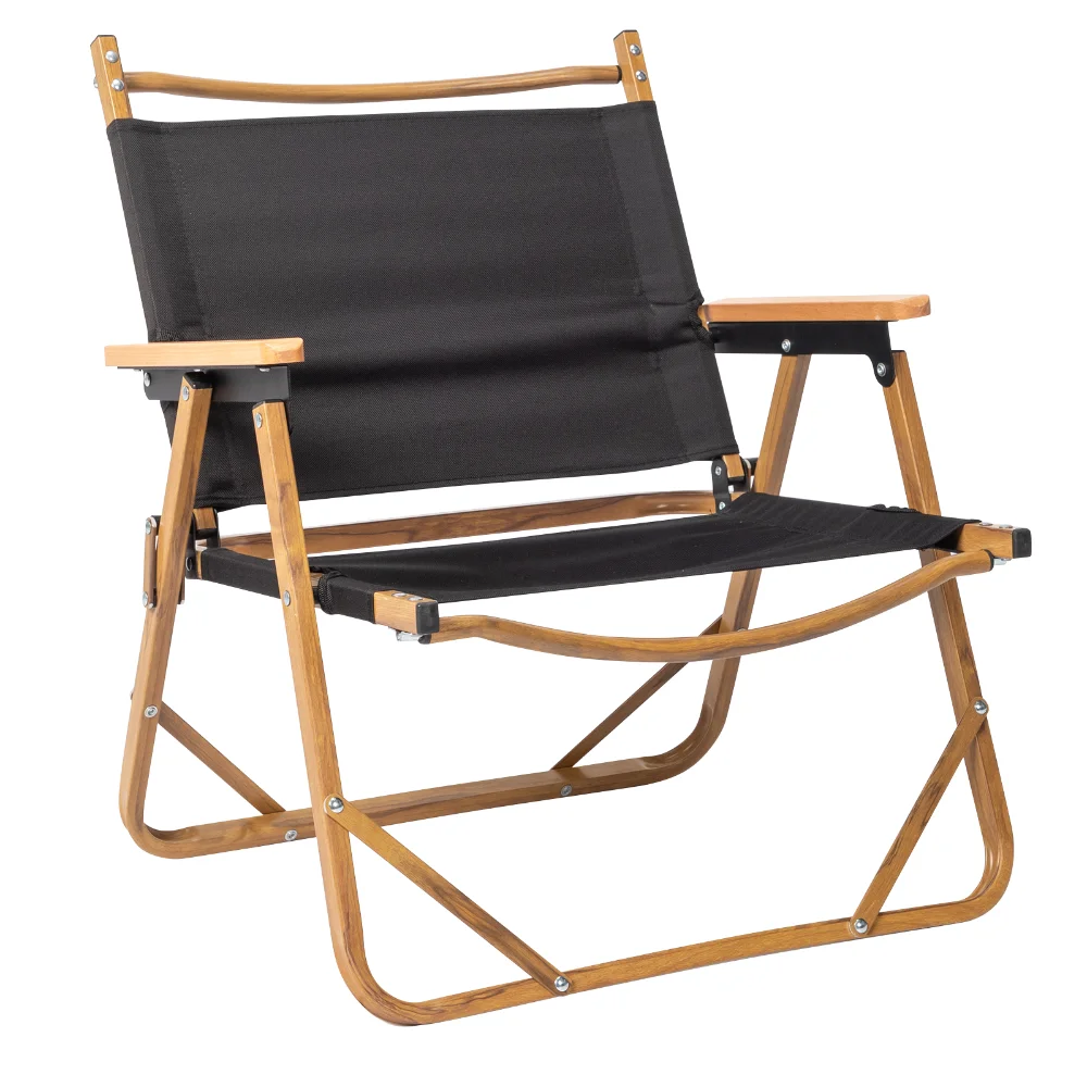

Medium Portable Camping Chair Outdoor Aluminum Wood Grain Fishing Folding Leisure Travel Furniture Picnic Chairs 53*55*61cm
