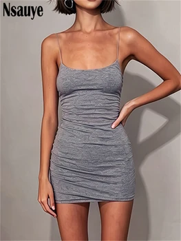 Nsauye Casual Spaghetti Strap Camis Mini Dress Streetwear Sexy Women Clothes Trend Elegant Backless Wrap Dresses Summer 2026 1
