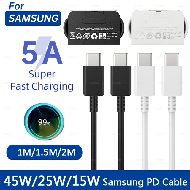 Câble de chargeur USB Type-C d'origine pour Samsung Galaxy, 45W, 5A PD, 25W,  charge