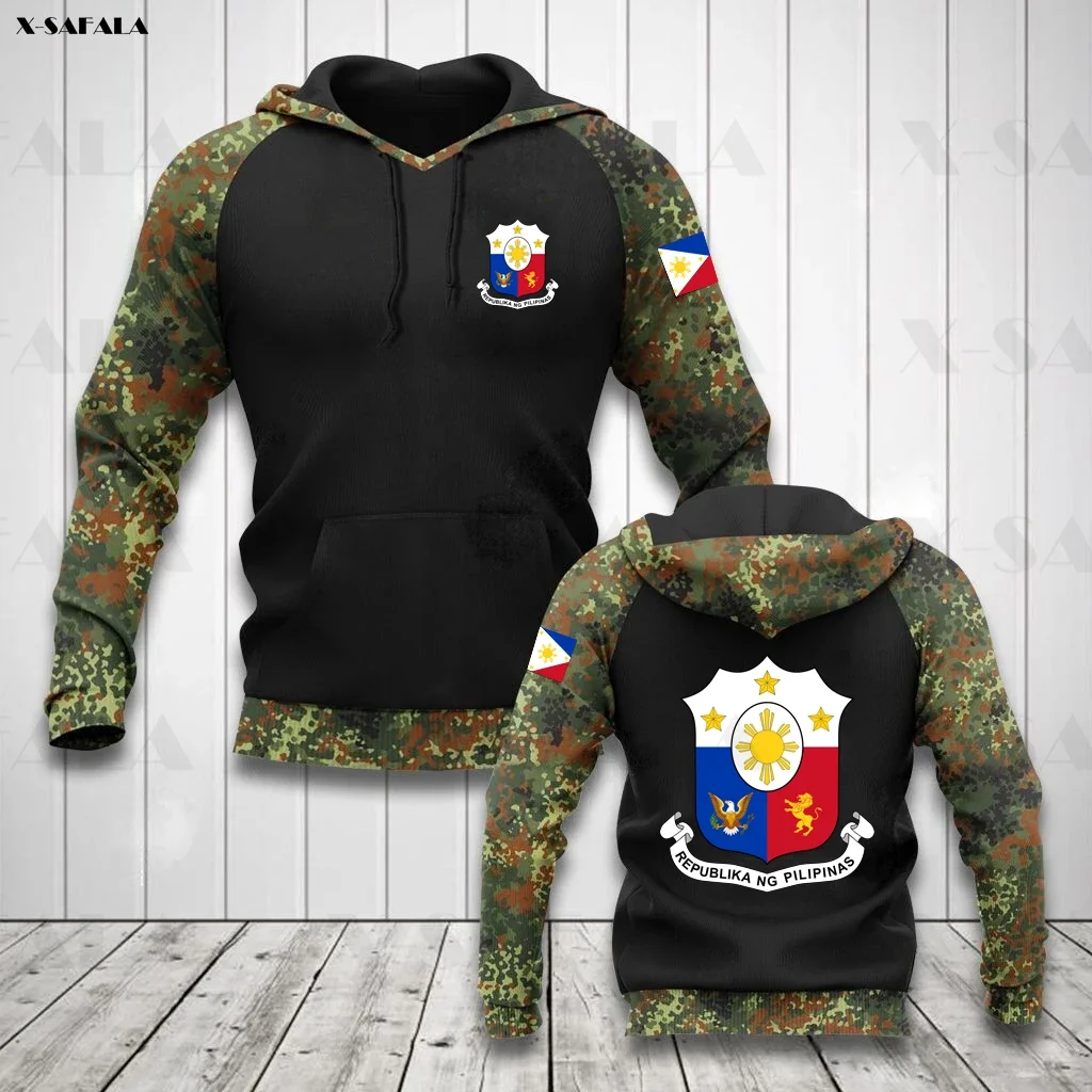 Philippines National Emblem Skull Country Map Flag 3D All Printed Hoodie Man Women Harajuku Zipper Pullover Sweatshirt Jacket 3