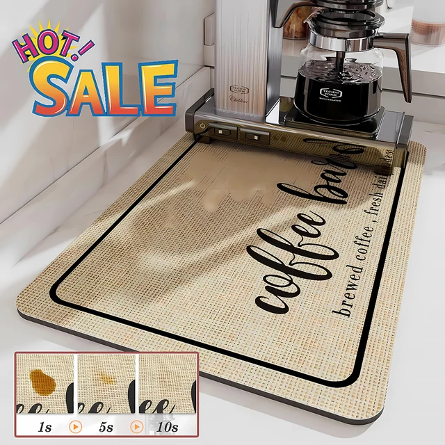 Drying Mat Super Absorbent Coffee Dish Large Kitchen Absorbent Draining Mat  Quick Dry Bathroom Drain Pad - AliExpress