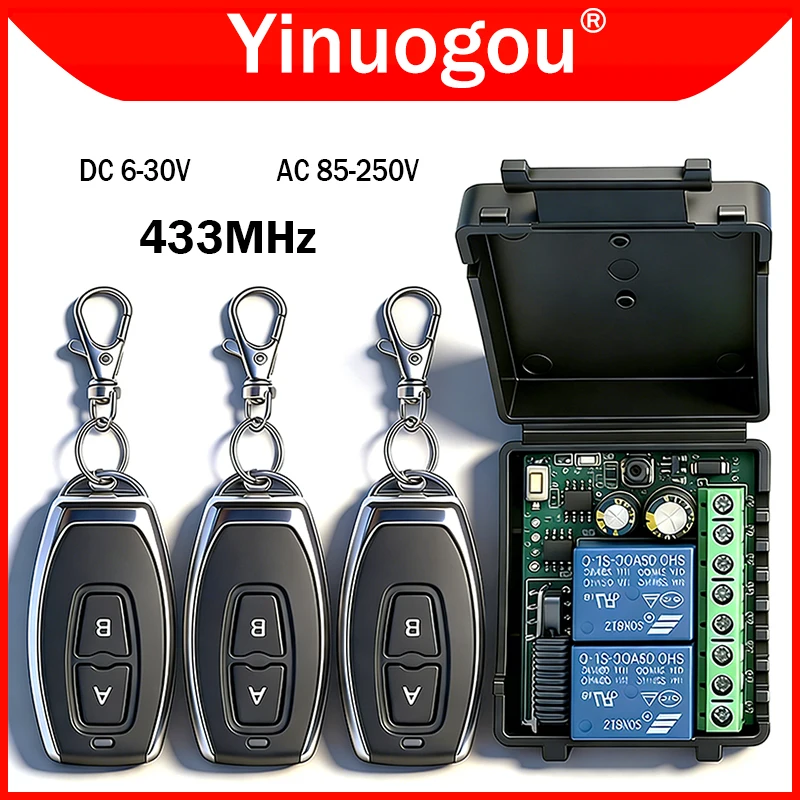 12V 24V 220V 433MHz Multifunction Receiver Relay Module for Garage Door Light LED Motor Signal Transmission Opener RF433 Switch