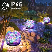 Outdoor Solar Garden Light Round Cracked Glass Lamp Waterproof Landscape Decor Ball Light for Villa Walkway Path Yard Holiday 2