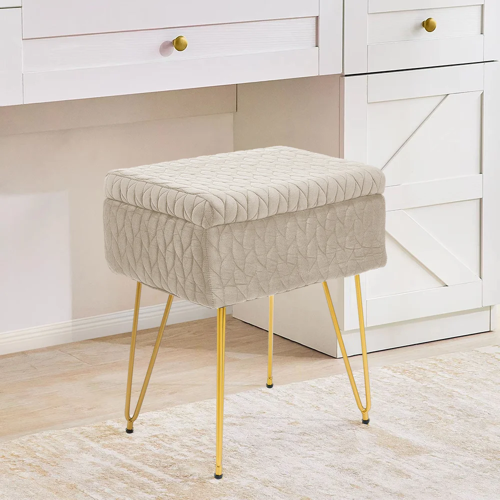 Dressing Table Stool with Storage Bedroom Ottoman Box Double-Sided Lid Coffee Tables Multi-purpose Stool