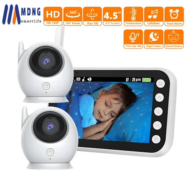 Monitor de bebé de 5 pulgadas con cámara de Audio, intercomunicador de  vídeo inalámbrico de seguridad, visión nocturna, 355 °, PTZ, rango de 300m,  vídeo bidireccional - AliExpress