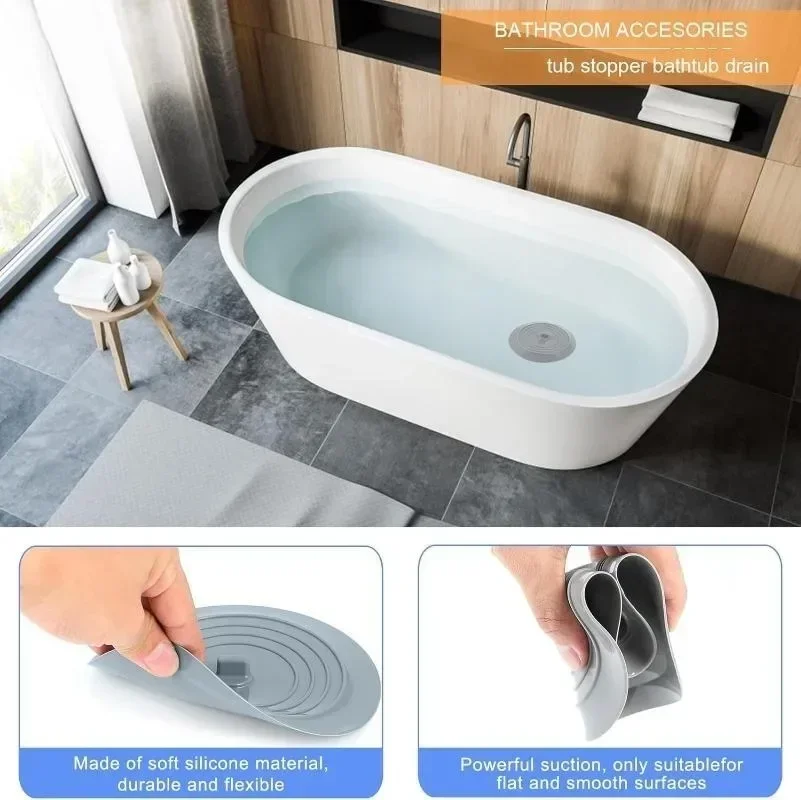 6 Inches Large Silicone Drain Plug Hair Stopper Flat Suction Cover Tub Stopper Leakage-proof Drain Cover Bathroom Accessories 4