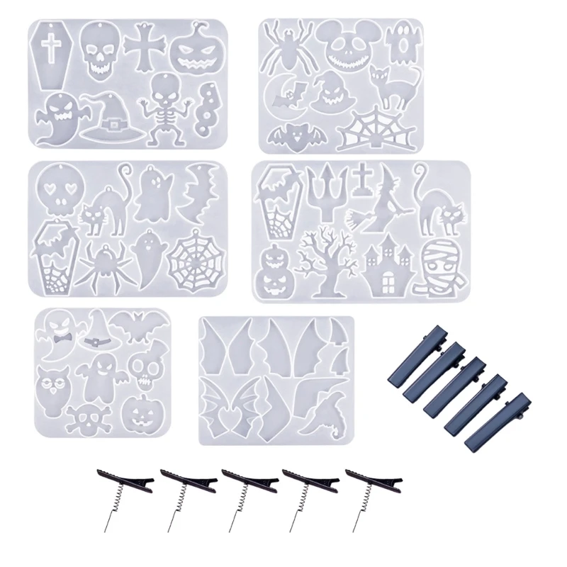 

DIY Шпилька Силиконовая Форма Хэллоуин Орнамент Череп Крест Тыква Смолы Формы DIY Шпилька Подвеска Формы Для Изготовления 124A