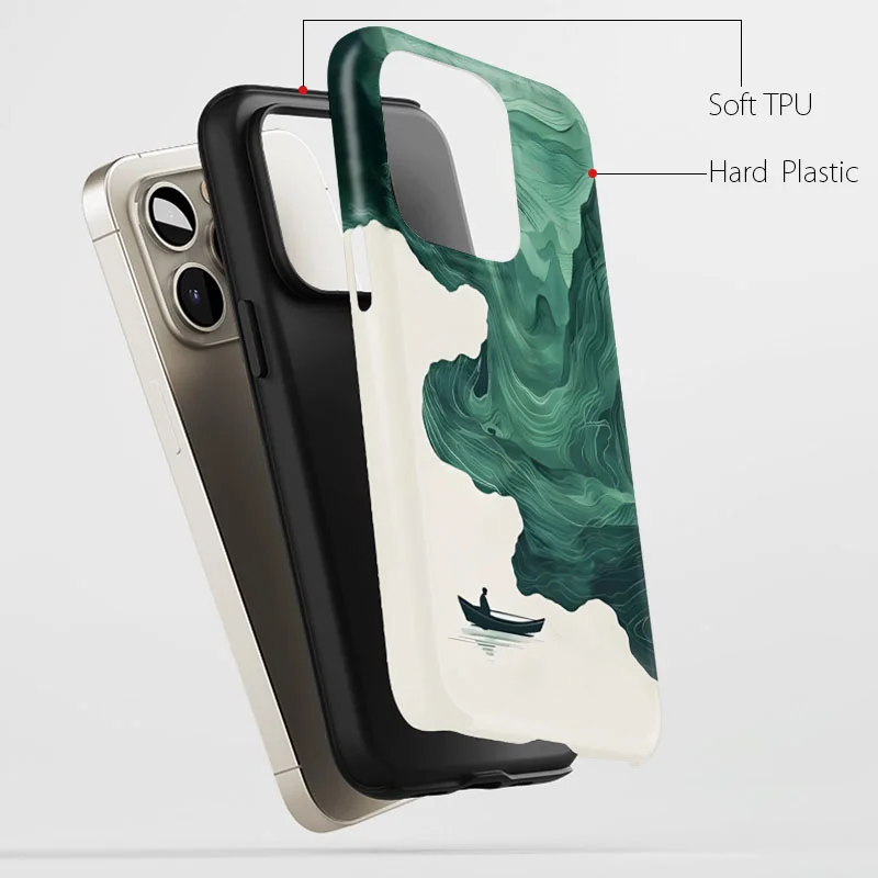 Dual-Layer Matte Landscape Scenery Shockproof Phone Case