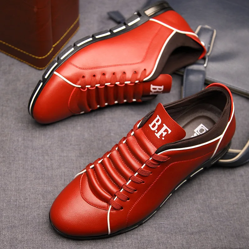 Men Shoes Casual Sneakers Solid Leather Shoes Formal Business Sport Flat Round Toe Breathable mens shoes