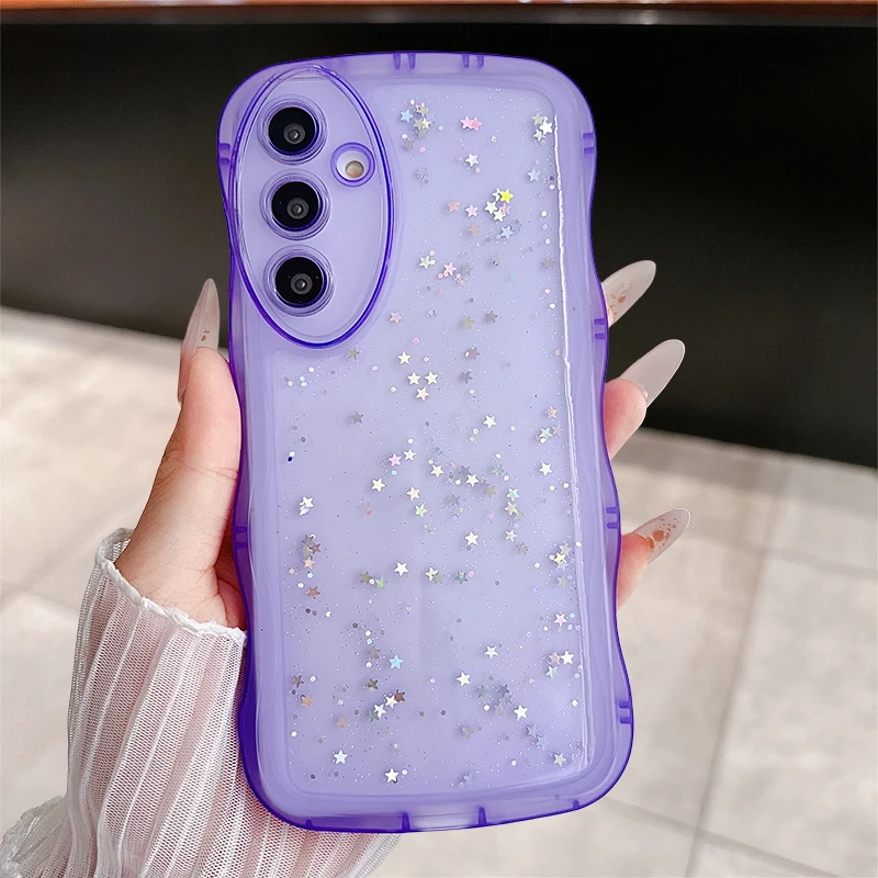 Transparent Glitter Star Wave Frame Soft Phone Case