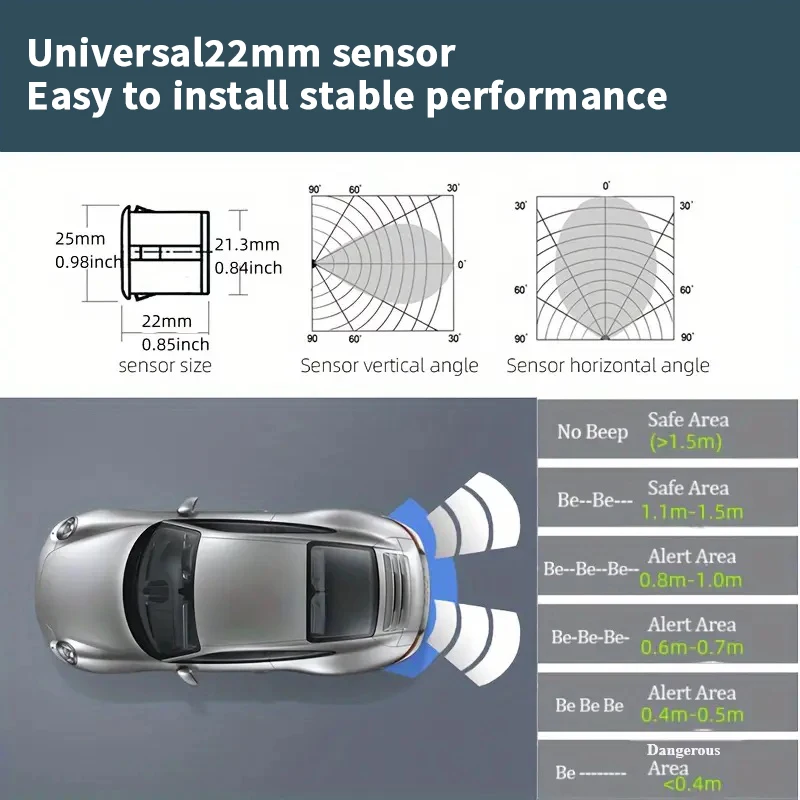 New LED Parking Sensor System Backlight Parktronic Monitor Display Kit Backup Detector Assistant 4 Probes