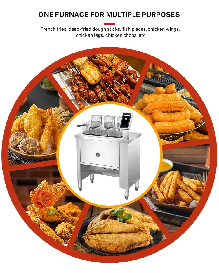 Double Tank With 4 Baskets Standing Deep Fryer Frying Machine