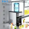 Ice Maker Machine Countertop, 3 in 1 Portable Ice Maker with Hot/Cold Water Dispenser, 12 Cubes in 7 Mins Stainless Steel Nu 2