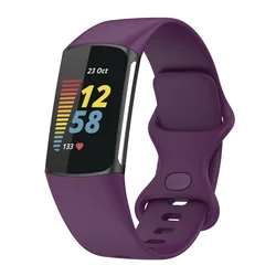 Enhanced Silicone Sport Strap for Fitbit Charge: Official Soft Replacement Wristband Accessory (Deep purple)