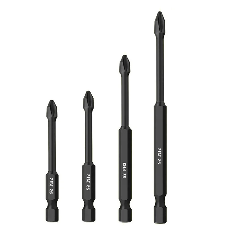

Easy screw fixation with magnetized batch head 4PCS PH2 Magnetic Batch Head Cross Electric Screwdriver Impact Drill Bit