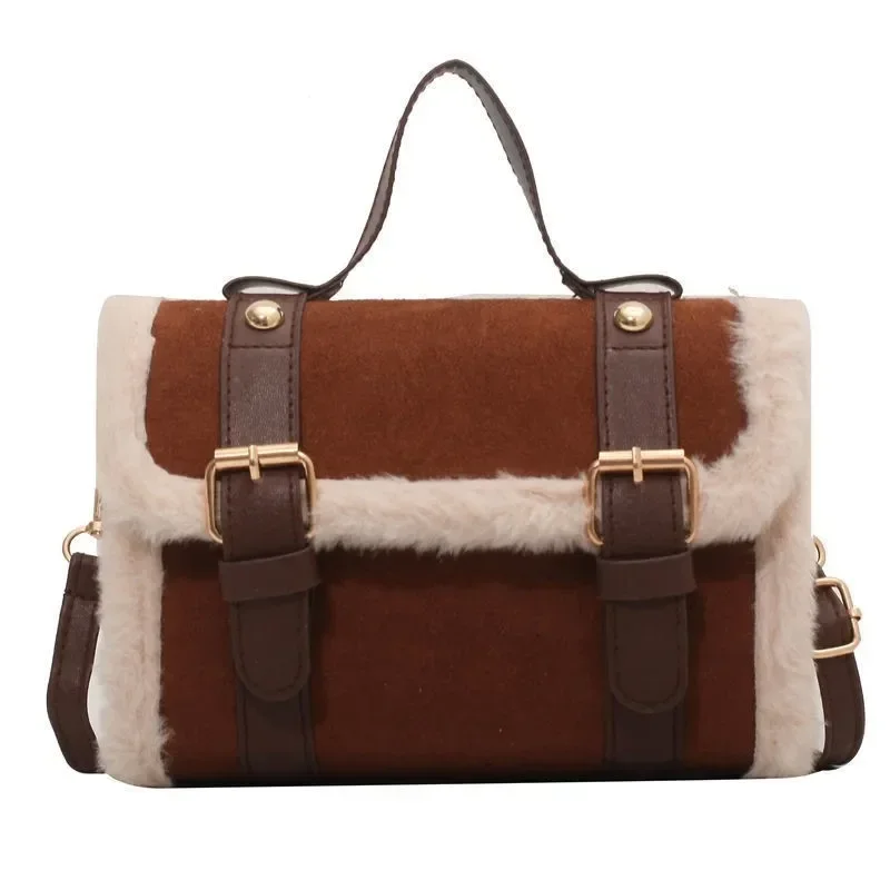 Shoulder Bag Ladies Handbag Crossbody Bag Winter Crossbody Bags for Women Shoulder Bag Lamb Plush Velvet Bag Lady Small Square Handbag French Korea Style