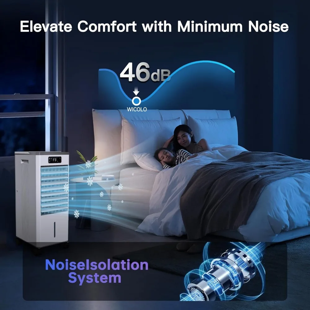 Windowless Portable Air Conditioners, Evaporative Air Cooler w/3 Modes & 3 Speeds, 12H Timer for Smart Auto-off, 2-Gal Tank 5 Windowless Portable Air Conditioners, Evaporative Air Cooler w/3 Modes & 3 Speeds, 12H Timer for Smart Auto-off, 2-Gal Tank 5