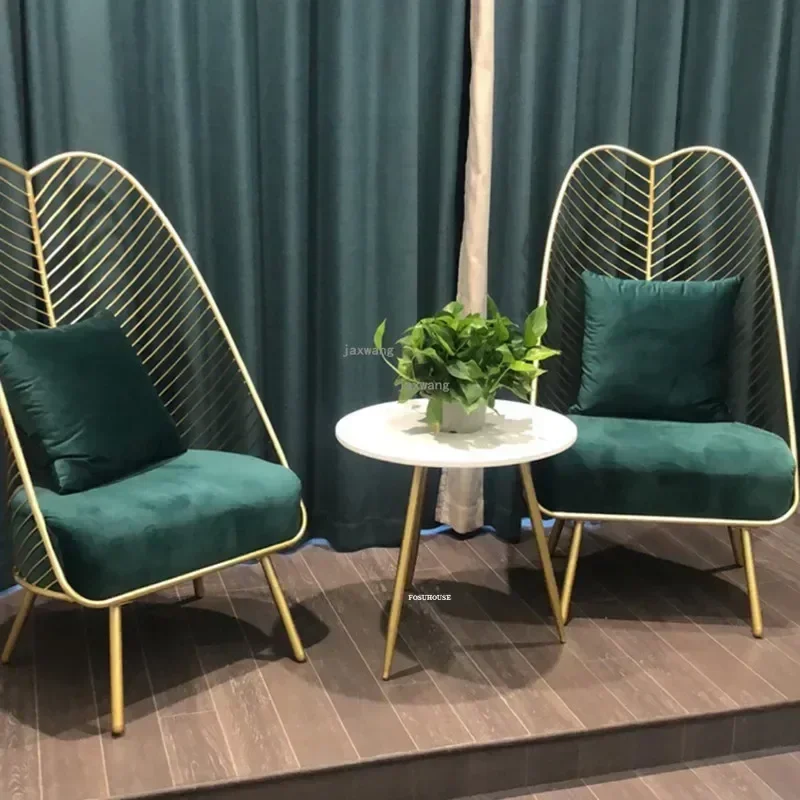 Leisure Lazy Living Room Sofa Chairs Nordic Style Gold Metal Iron Wire Chair Pink Chairs Coffee Chair Modern Decor Furniture
