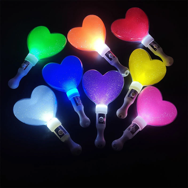 Heart Shape LED Glow Stick Love  Luminous Concert Cheering Tube Battery Powered Wedding Party Light Stick Toys