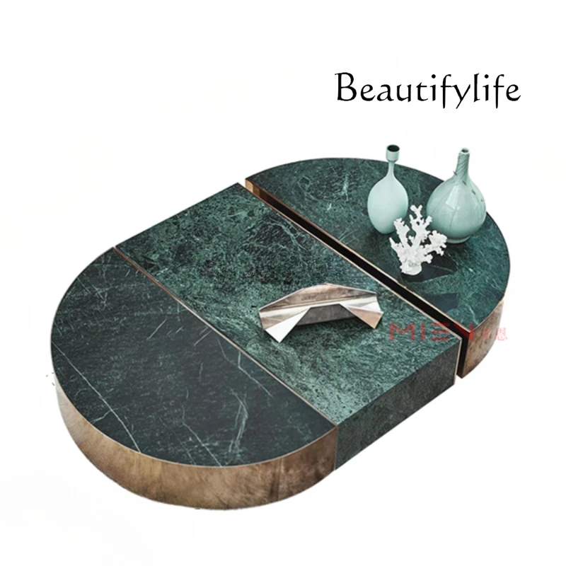 Italian-Style Light Luxury Large Flat Floor Combined Tea Table Marble Tea Table Large Apartment Living Room Coffee Table