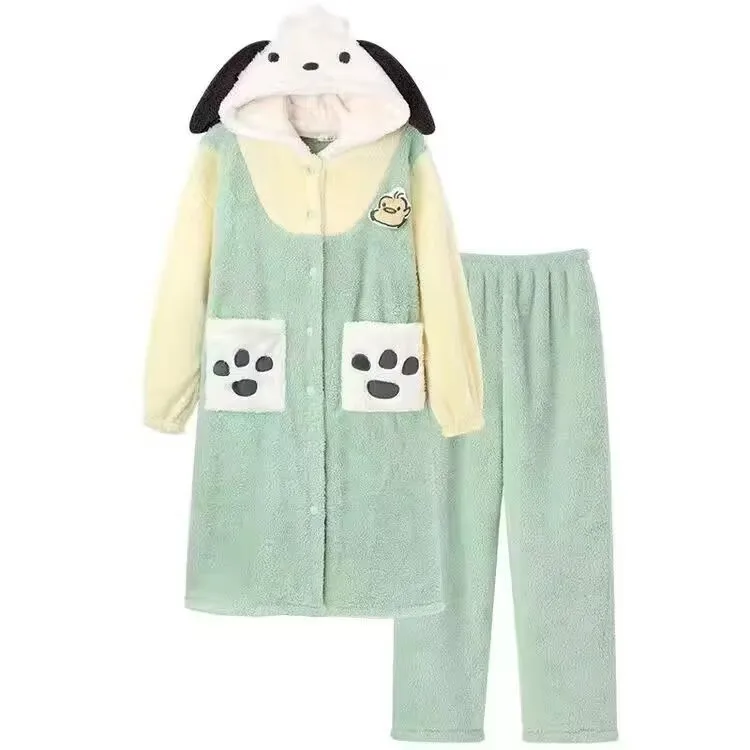 

Sanrio Hello Kitty Plush Pajamas Anime Cartoon Cinnamoroll Home Clothes Kuromi Pochacco Winter Cute Nightwear Suit Birthday Gift