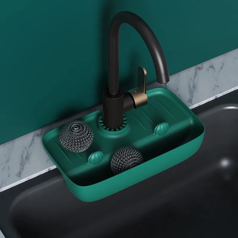 Kitchen Silicone Faucet Mat Sink Sponge Storage Shelf Splash Pad Drain Pad Countertop Storage Tray Bathroom Kitchen Accessories kitchen sink pad kitchen faucet pad