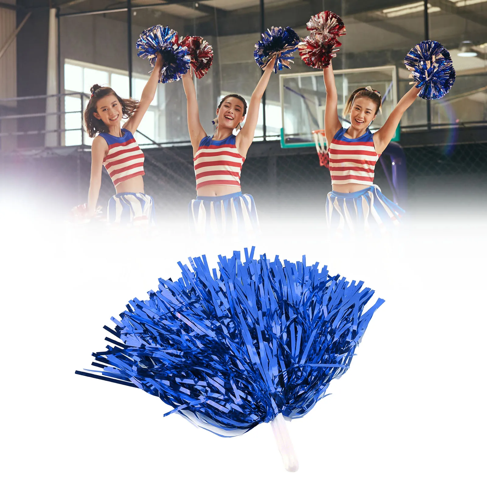7 Colors Cheerleading Pom Poms For Kids Adults Non-Fading Metallic Streamer Pompoms Cheerleader Hand Flowers Dancing Team Sport