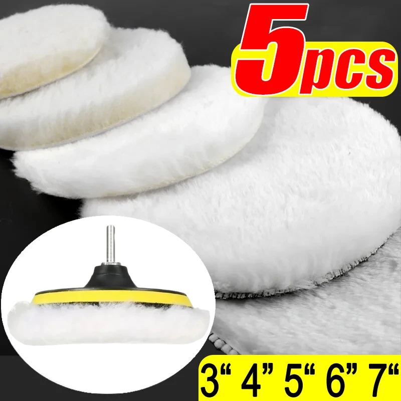 

5 Sizes Wool Polishing Disc Pad for Car Paint Care Polisher Pads Waxing Polishing Buffing Wool Pad 75-180mm Auto Accessories