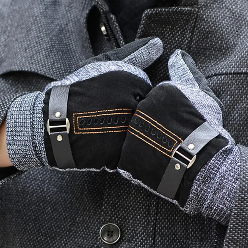 

Men Winter Gloves Elastic Gloves Thermal Hands Protection Chic Color Matching Men Gloves