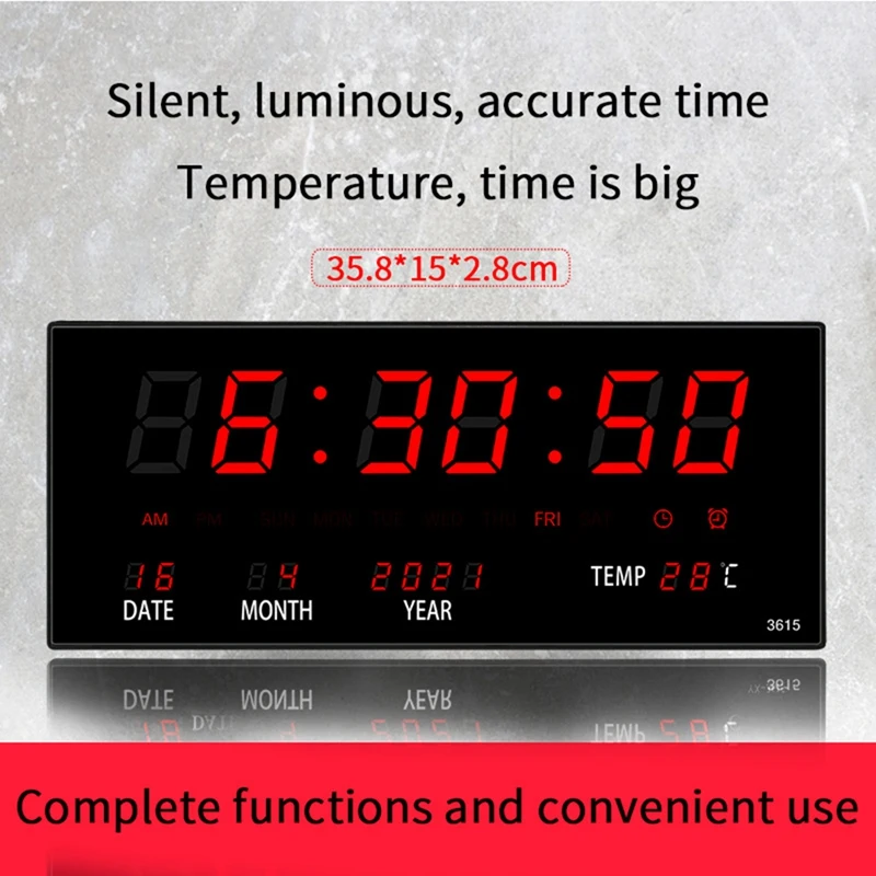 LED Perpetual Calendar Electronic Clock Digital Wall Clock Alarm Hourly Chiming Temperature Table Clocks Home Office