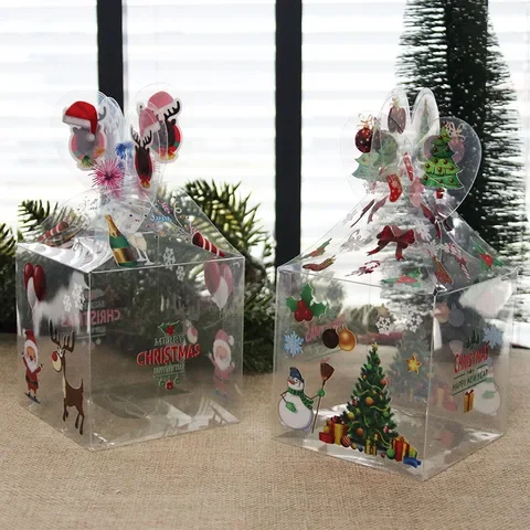 

5pcs Christmas Gift Box Transparent Cartoon Santa Claus Packaging Candy iPhone Box Christmas Decoration Gift Xmas Party New Year