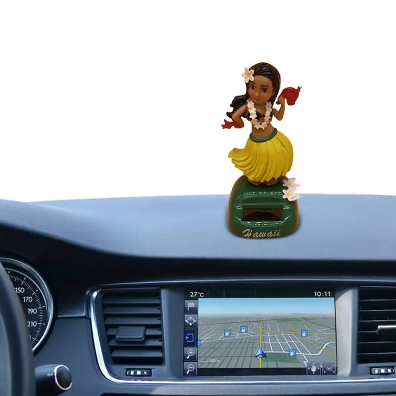 

Car Dashboard Decor Funny Colorful Solar Shaking Dashboard Figurine Wear-Resistant ABS Car Ornament Creative Hawaiian Girl Deco