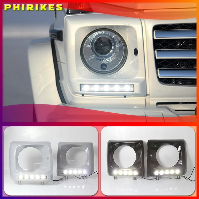 

Дневные ходовые огни DRL светодиодный Mercedes Benz G500 G55 G63 W463 1990-2016, 1 комплект, противотуманная фара с рамкой