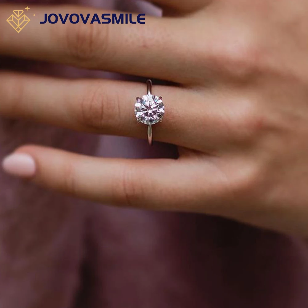

JOVOVASMILE 925 Silver Moissanite Ring 2.5 Carat 8.5mm Round Brilliant Cut for Woman Engagement Ring