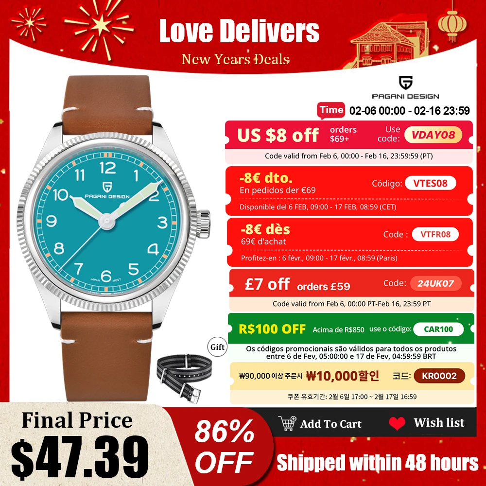 Pagani Design 2023 New Men'S Watches Vh31 Top Brand Luxury Automatic Quartz Watch For Men Waterproof Sports Leather Reloj Hombre