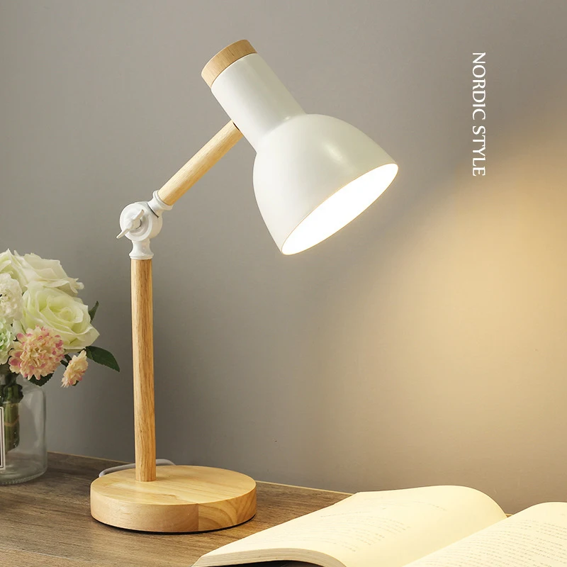 

ZK50 Creative Decorative Lighting Wooden Wrought Iron LED Folding Simple Table Lamp Reading Lamp Living Room Bedroom